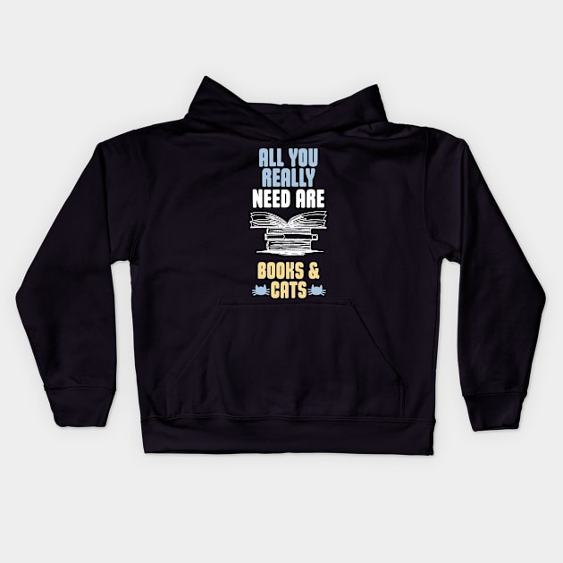 Books and Cats Kids Hoodie by Dojaja